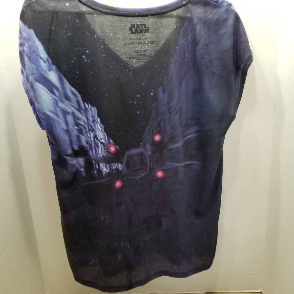 Rock & Republic Women Star Wars Top Blue Size Small T-Shirt Graphic Tie Fighter - Picture 4 of 10